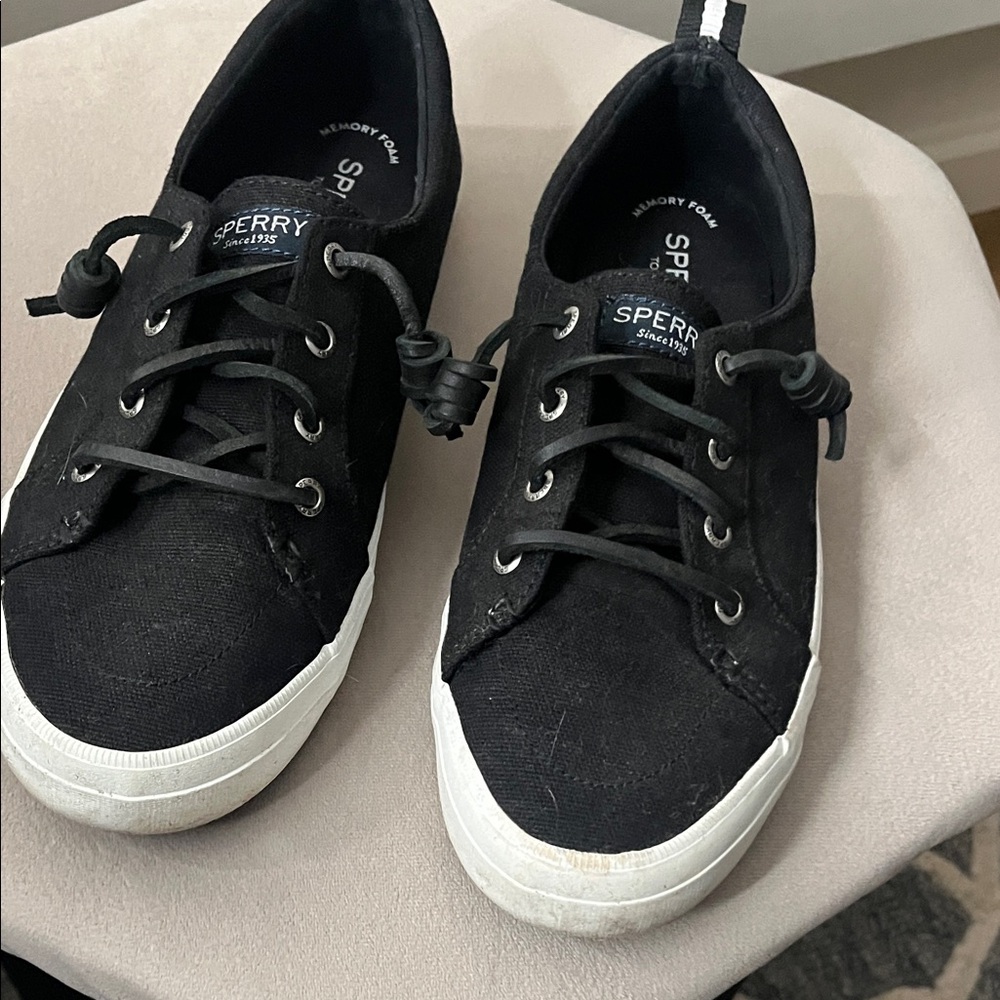 Sperry Black Canvas Lace-Up Shoes